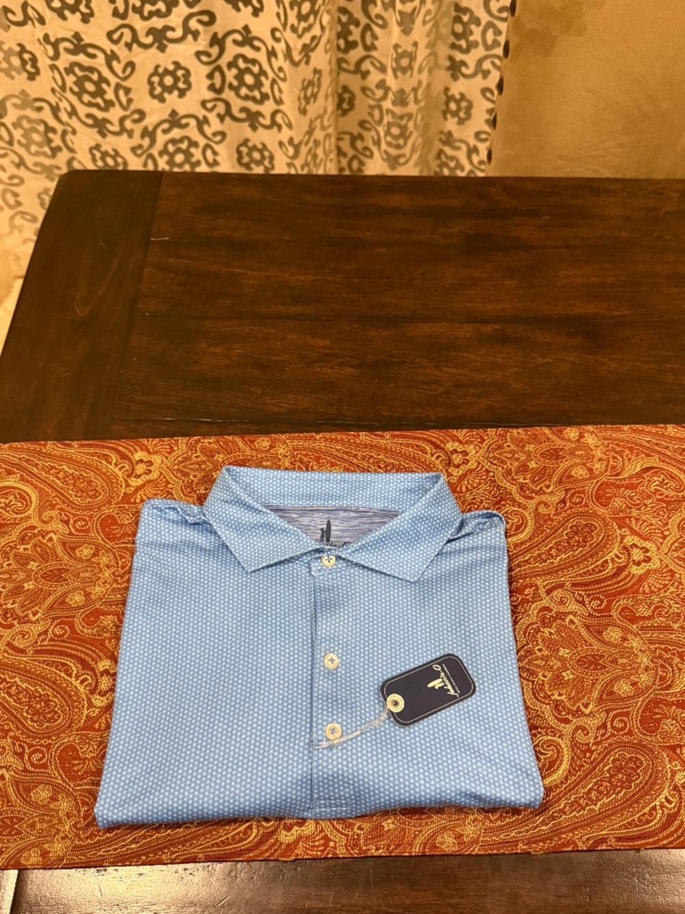 Johnnie-O Men's Large Palisades Blue Marlin Performance Jersey Polo MSRP $110